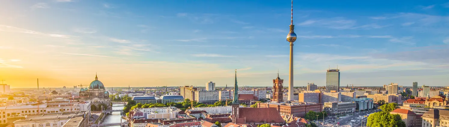 Blick auf die Berliner Innenstadt, Fokus auf den Alexanderplatz